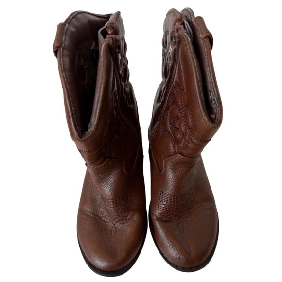Cat & Jack Kids Brown Faux Leather Embroidered Cowboy Boots Western Toddler Sz 9 - Picture 3 of 9